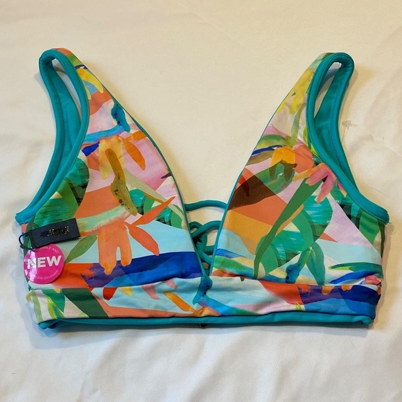 New! Maaji reversible aquatic allure bikini top tropical floral 14447 - Picture 5 of 16